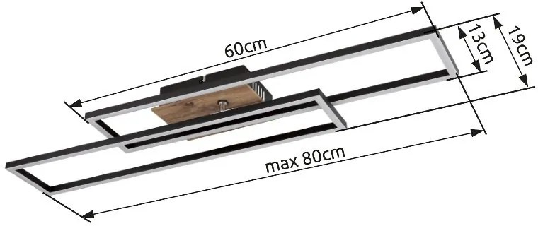 Plafoniera LED moderna DAKARI negru/lemn