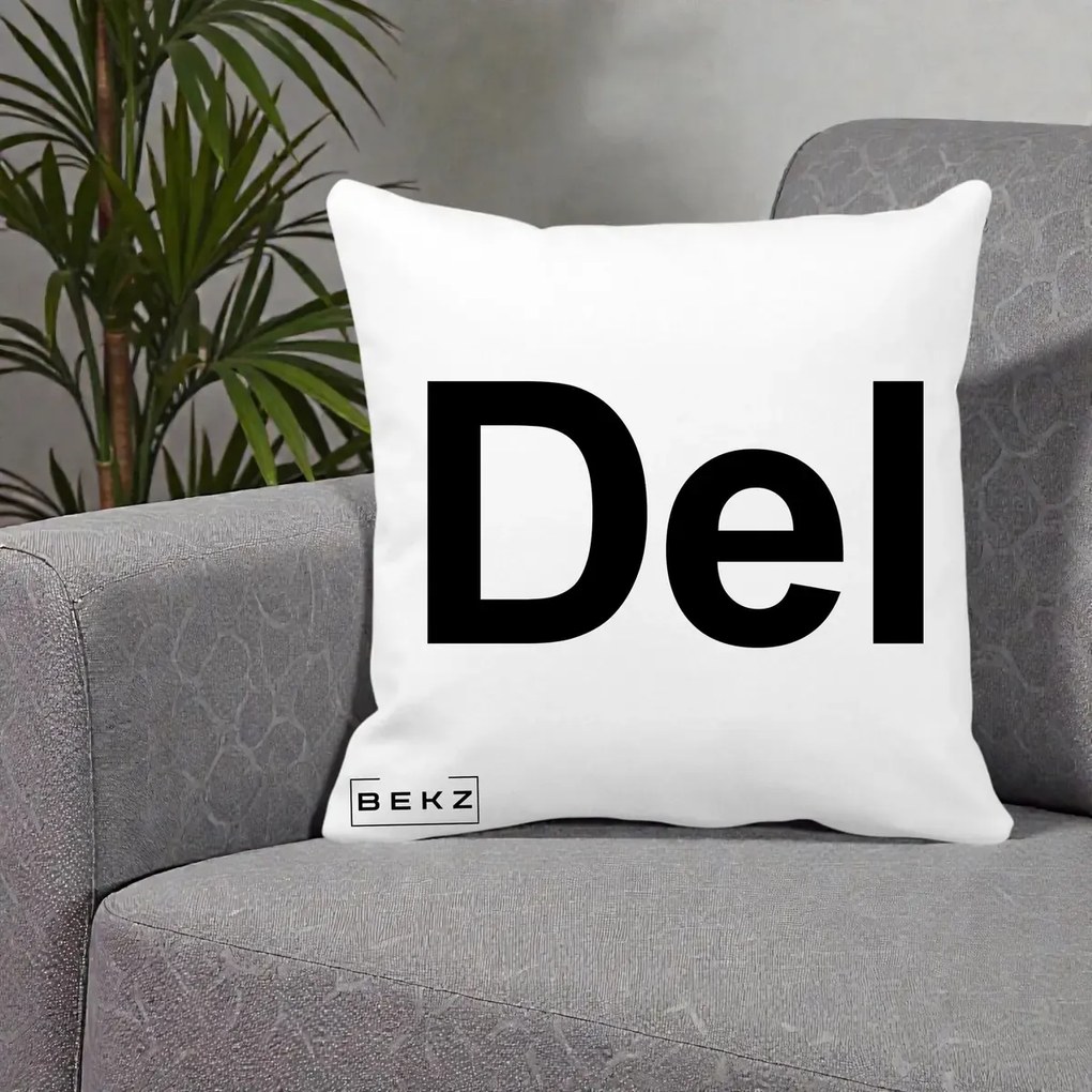 Perna Personalizata Tasta Del Tipografie Bold, 40x40 cm, Alba Mata, Husa Detasabila, Perna Inclusa, BEKZ®