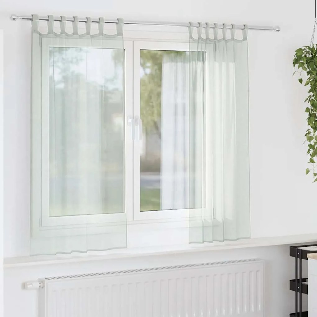 vidaXL Perdele Voile cu Bucle 2 buc Gri deschis 140x175 cm