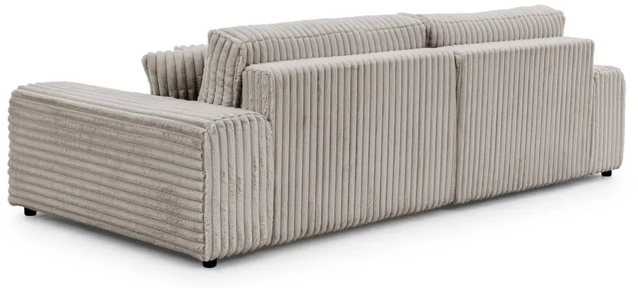 Colțar gri deschis extensibil, cu spațiu de depozitare, cu tapițerie din catifea reiată (cu colț pe partea stângă) Sarina – Ropez