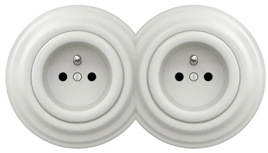 Kliklap - Priză dublă retro cu ramă 230V albă