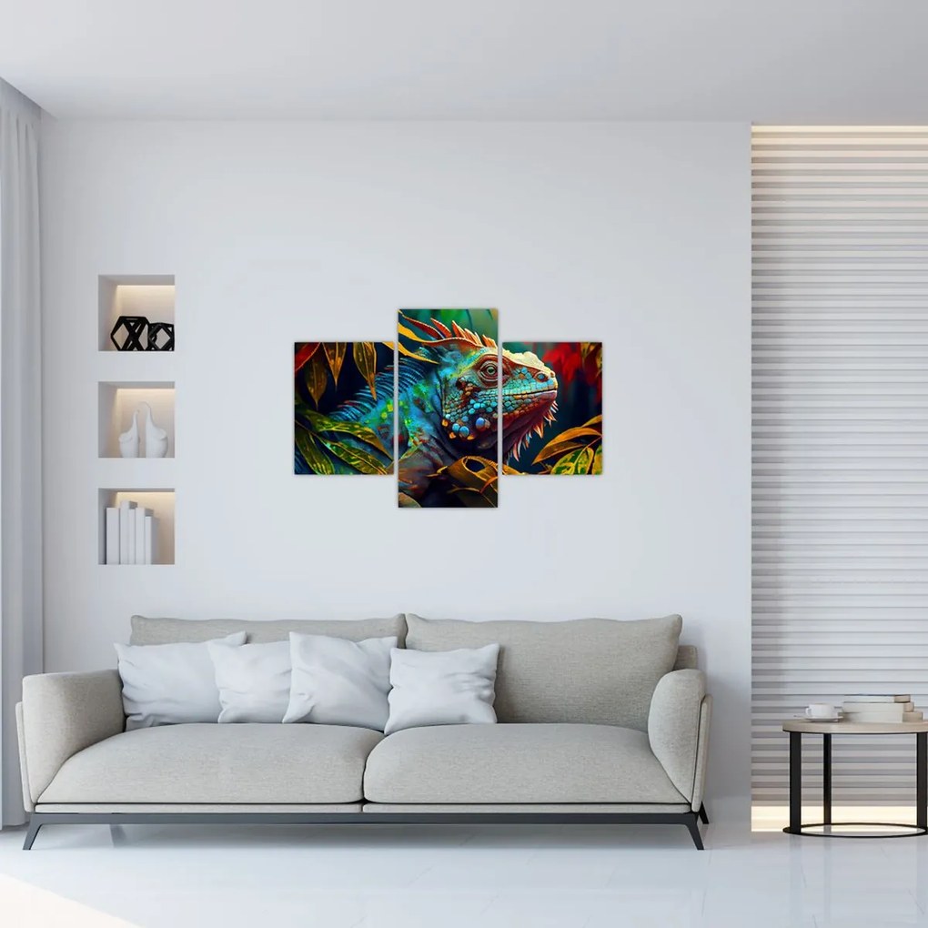 Tablou - Iguana colorată (90x60 cm)