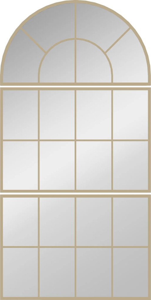 HOMCOM Oglindă de perete arcuită oglindă de perete în formă de fereastră set de 3 piese cadru din metal 76 x 150 cm auriu | Aosom Romania