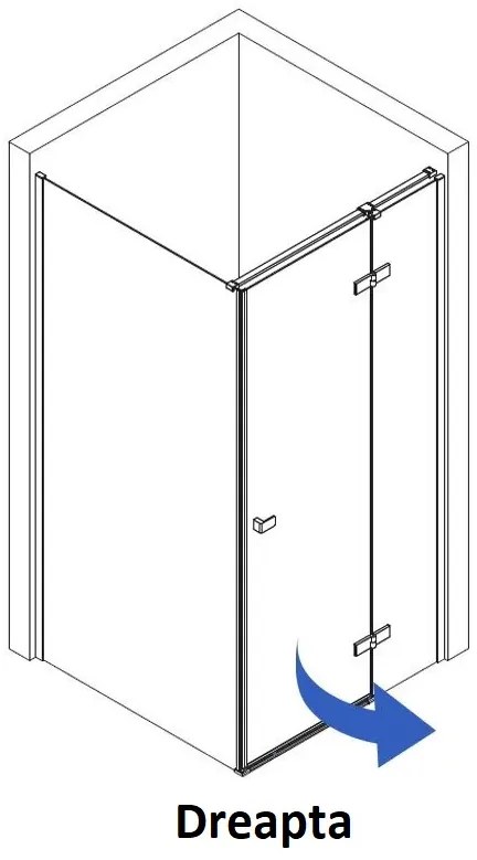 Cabina de dus cu usa batanta dreapta Rea Atlas 80 x 80 cm crom