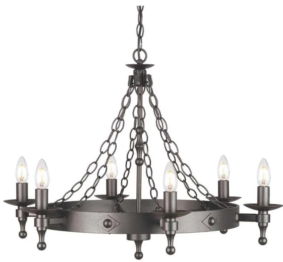 Lustră pe lanț Elstead WR6-GRAPHITE WARWICK 6xE14/60W/230V