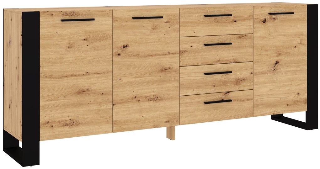 Comodă Nulakka K (Stejar artisan + negru mat). 1124857