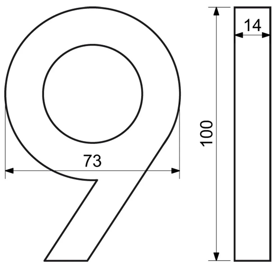 Număr casă 9", RN.100LV, structurat, antracit"