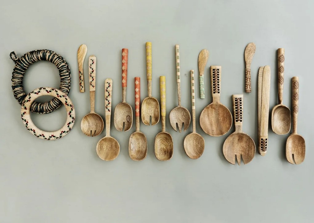 Set 2 linguri pentru salată din lemn de mango și bambus, L26 cm, „Bamboo Salad Set"