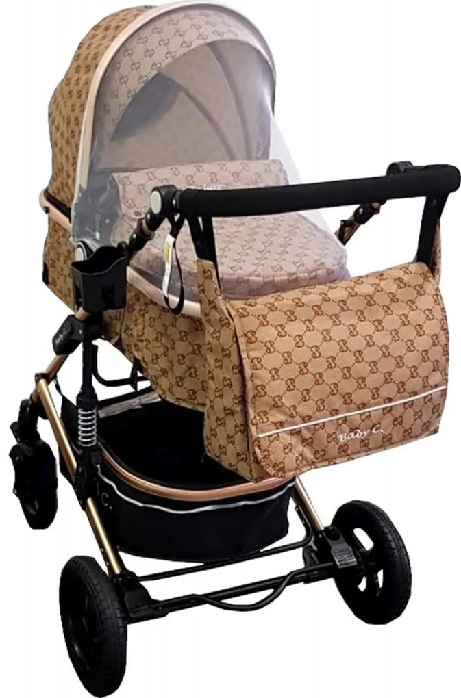 Carucior nou nascuti 2 in 1 Baby Care™ PRO 531, Cu geanta bebe, Cadru Aluminiu Gold , Amortizoare, Roti din cauciuc plin AVE, Spatar reglabil 3
