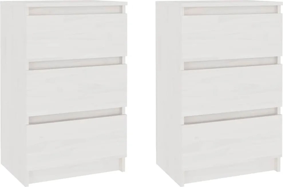 vidaXL Noptiere, 2 buc, alb, 40x29,5x64 cm, lemn masiv de pin