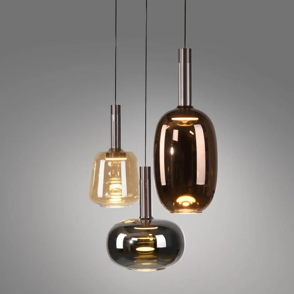 Lustra cu 3 pendule LED, inaltime reglabila, sticla, multicolor, IRIDES
