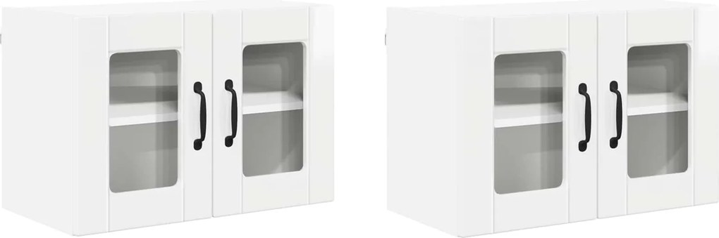 vidaXL Dulap de bucătărie cu raft 2 pcs Alb lucios 60 x 31 x 40 cm