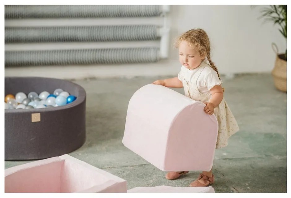 Teren de joacă din spumă gri deschis 3 buc. din catifea înălțime 30 cm 45x143 cm Montessori – Meowbaby