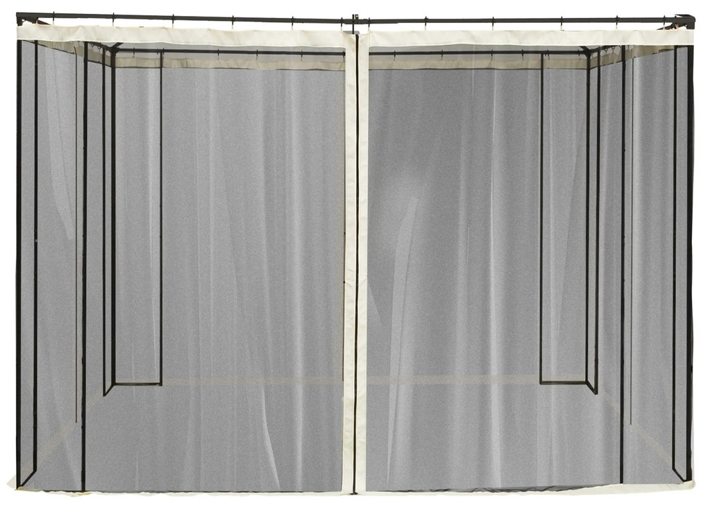 Plasa de Tantari Outsunny, Perdele de Rezerva, Balamale, 302x207cm, Negru si Bej | Aosom Romania