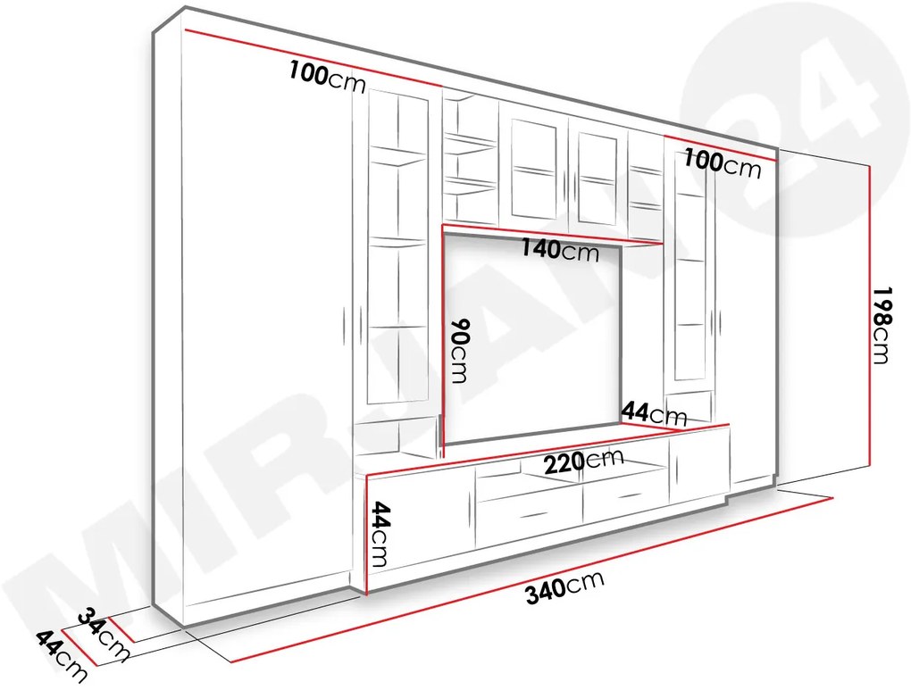 Mobilier living Merasoja (Stejar sonoma + grafit) (cu iluminat LED alb). 1104565