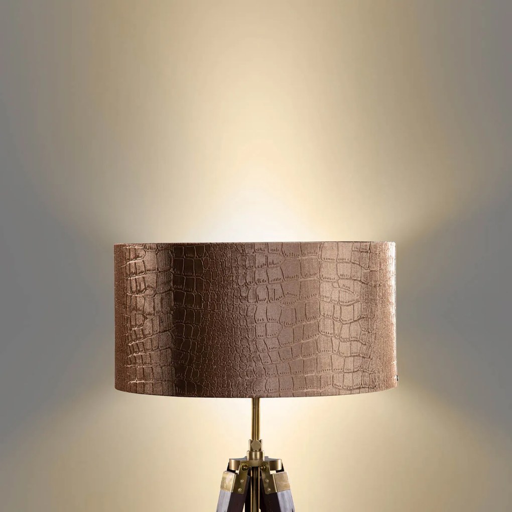 Lampă de podea tripod din alamă cu abajur din catifea crocodil 50cm - Cortin
