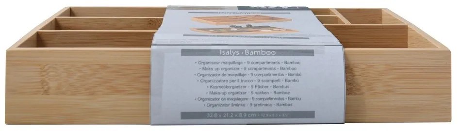 Organizator de baie în culoare naturală pentru cosmetice, din bambus Isalys – MSV