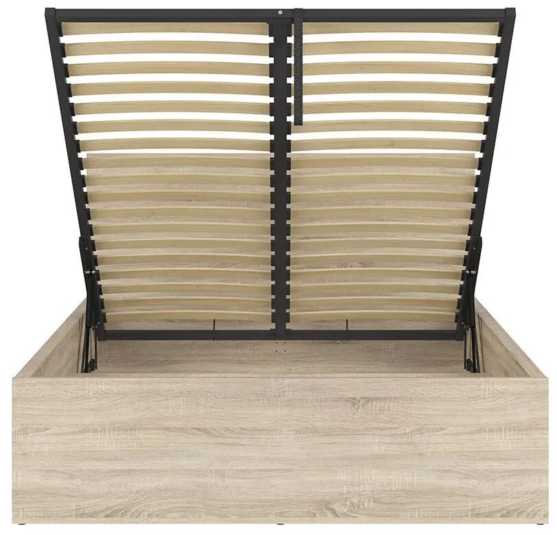Pat matrimonial 140 cm Tetrix 8 (stejar sonoma) (cu somieră) (cu sp. depozitare). Promo -31%. 1098489