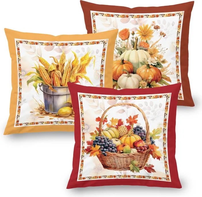 decoDoma Set de 3 feţe pernuţe PUMPKINS, 40 x 40 cm