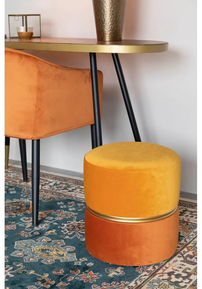 Taburet portocaliu cu tapițerie din catifea Bubbly – White Label