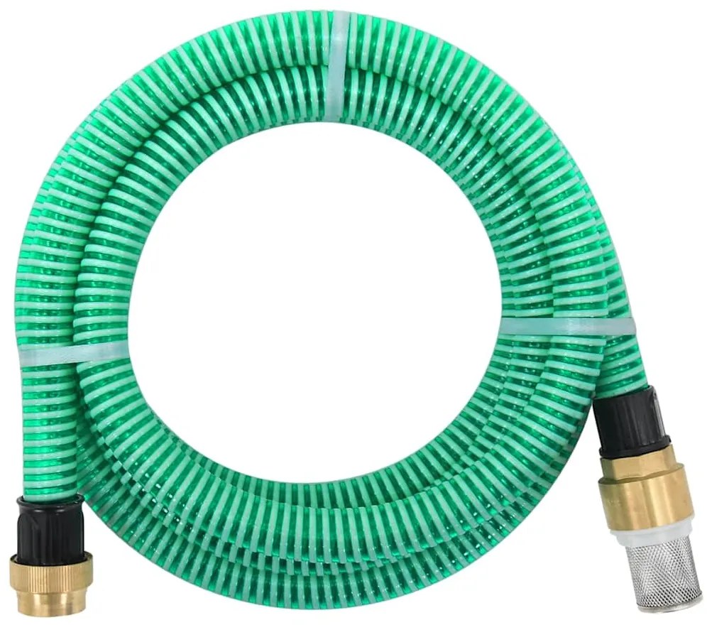 vidaXL Furtun de aspirație cu racorduri din alamă, verde 1,1&quot; 3 m, PVC