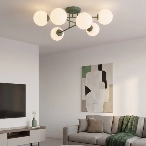 Lustră aplicată ROMA 6xE14/10W/230V verde