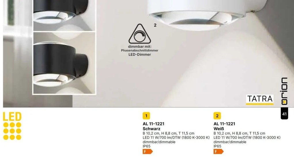 Aplica LED iluminat ambiental up/down IP65 TATRA alba