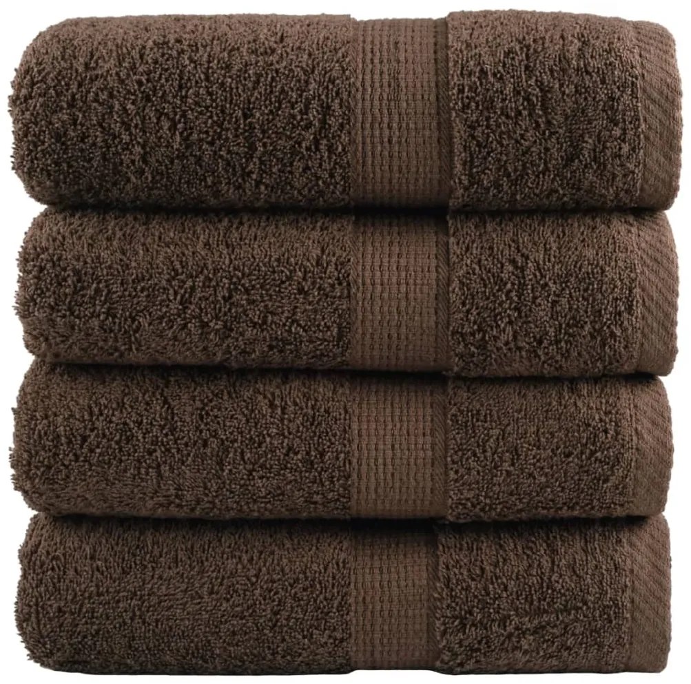 vidaXL Prosoape oaspeți premium SOLUND, 4 buc. maro 30x50cm 600gsm