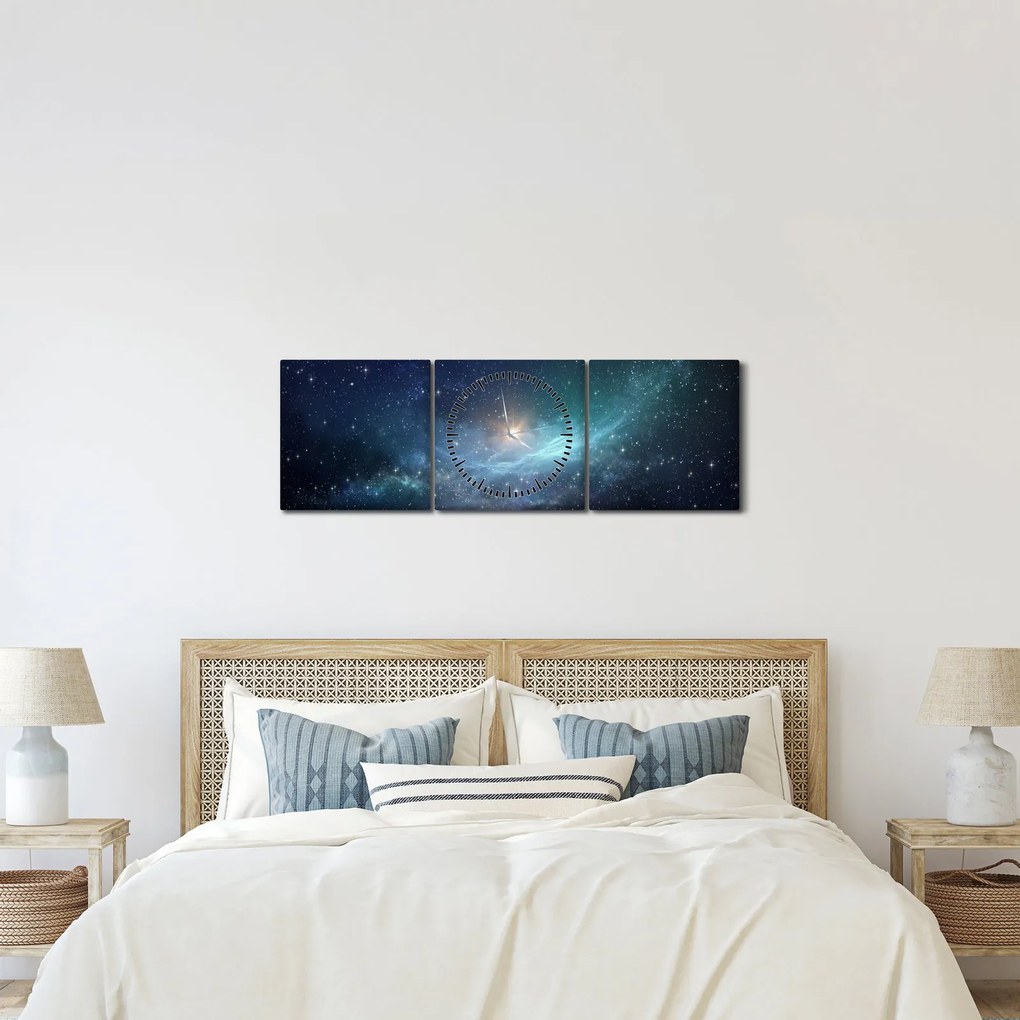 Tablou - Stele și nebuloase (cu ceas) (90x30 cm)