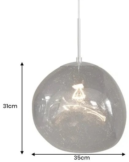 Lustra, Pendul modern cu glob sticla fumurie LIQUID DIAMOND 35cm