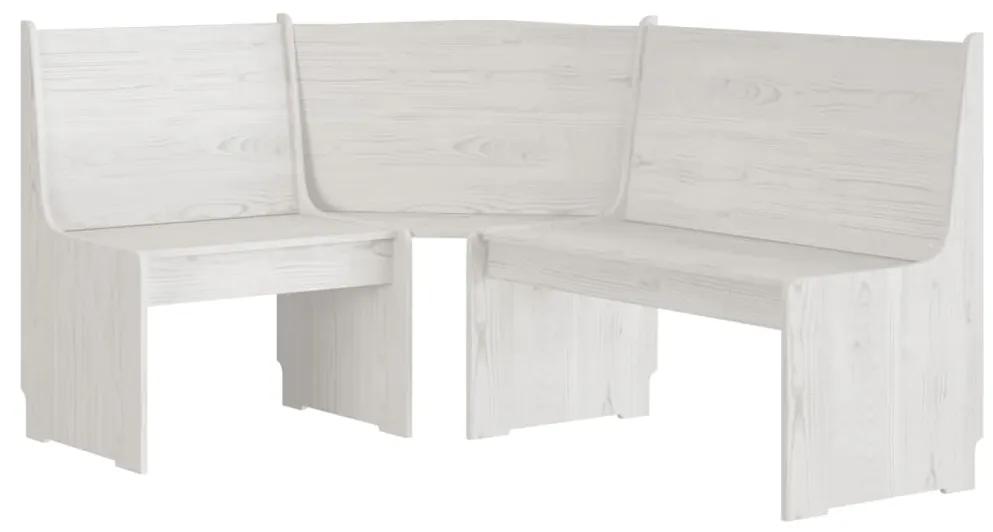 Set mobilier de bucatarie, 3 piese, alb, lemn masiv de pin Alb, 1