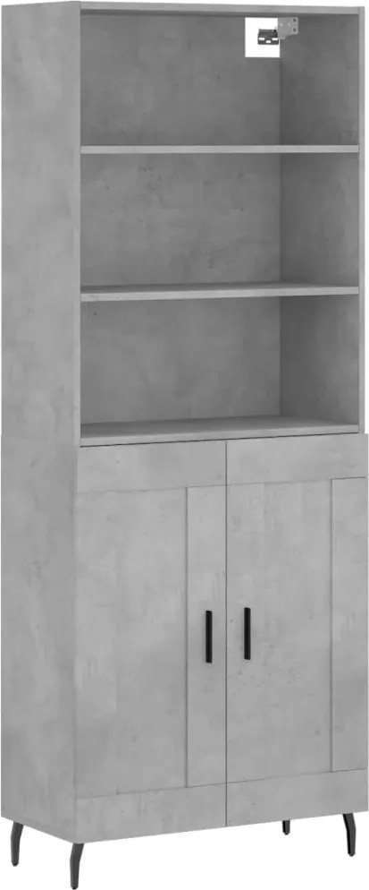vidaXL Dulap înalt, gri beton, 69,5x34x180, lemn compozit