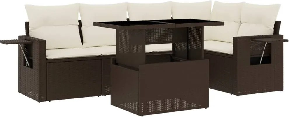 vidaXL Set canapele de grădină cu perne, 6 piese, maro, poliratan