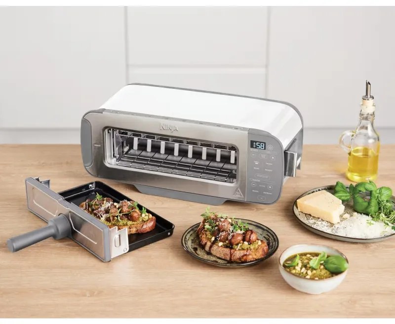 Prajitor de paine 3in1 Ninja ST200EUWH, 2400W, 7 programe, Control temperatură, Grill, Dezghetare, Reincalzire, Functionare orizontala, Alb