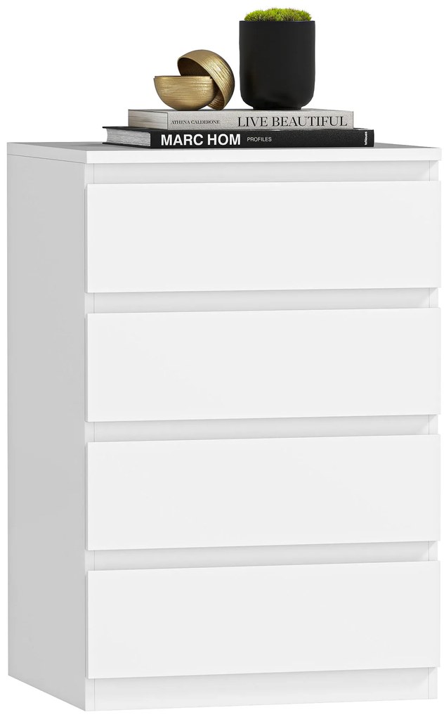 HOMCOM Comodă 4 sertare cu închidere silențioasă Comodă pentru sală birou Stil modern 45x40x68 cm Alb | Aosom Romania