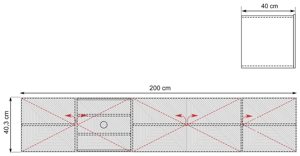 Comodă TV Asha suspendat 200 cm - alb mat
