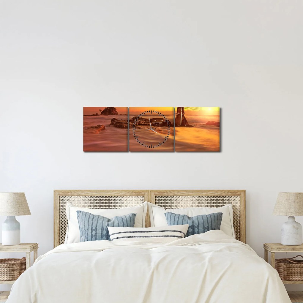 Tablou - Apus de soare (cu ceas) (90x30 cm)