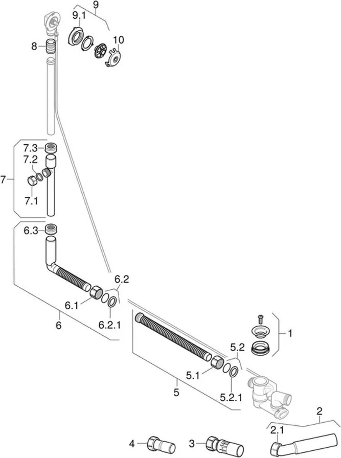 Instalatie cada cu preaplin si sifon crom lucios, Geberit