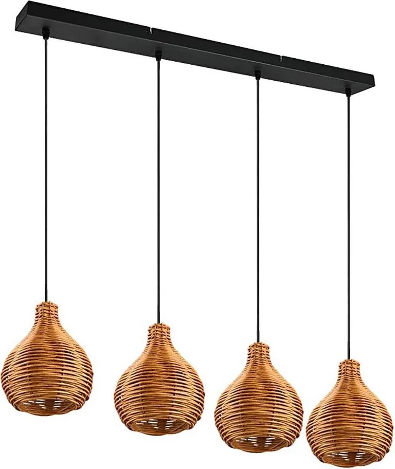 Reality SPROUT - Lustru suspendat pe cablu, 3x E14/40W/230V, maro/ratan