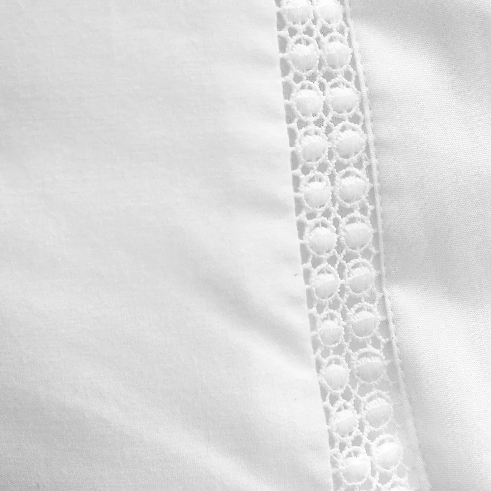 Lenjerie de pat albă din bumbac pentru pat dublu 200x200 cm Oxford Lace Trim – Bianca