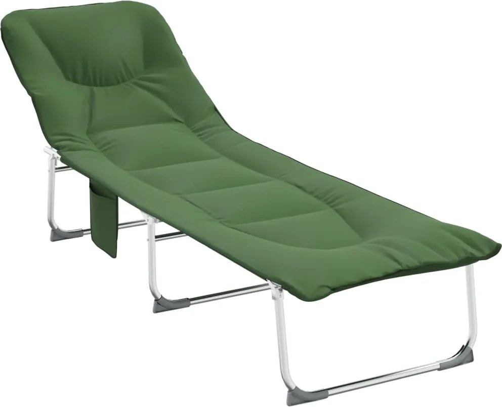vidaXL Șezlong pliabil, verde închis, material textil