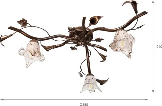 Lustră aplicată ROZETA 3xE14/40W/230V bronz