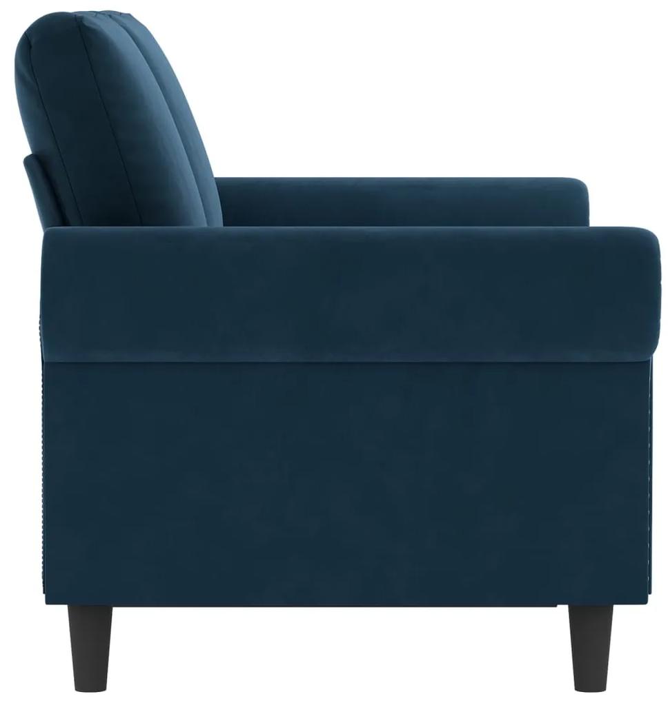 Canapea cu 2 locuri, albastru, 120 cm, catifea Albastru, 152 x 77 x 80 cm