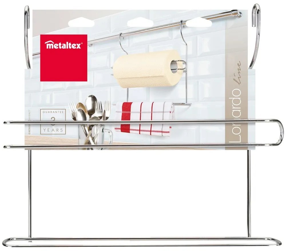 Suport de prosoape de bucătărie argintiu suspendat din oțel cromat Lonardo – Metaltex