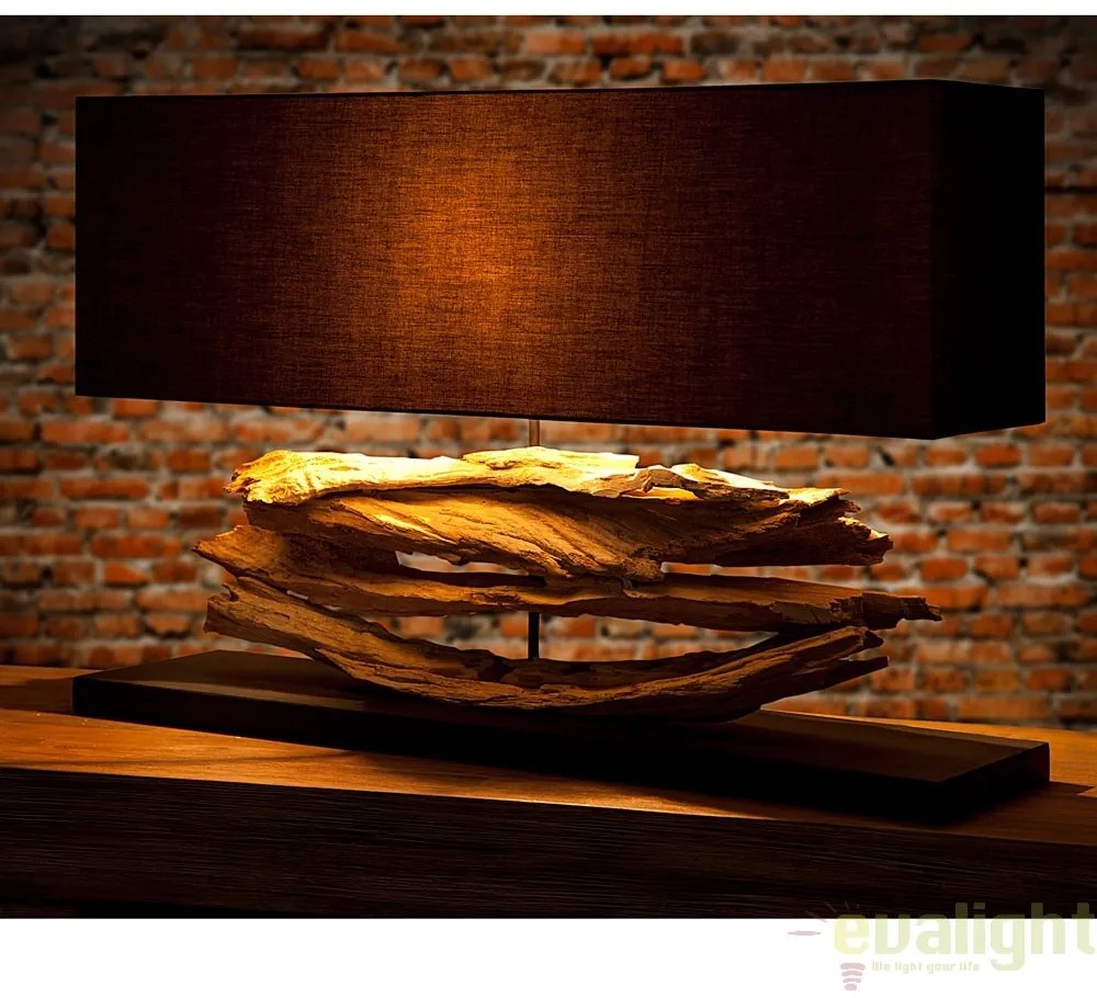 Veioza / Lampa de masa design rustic Riverine negru A-17327 VC