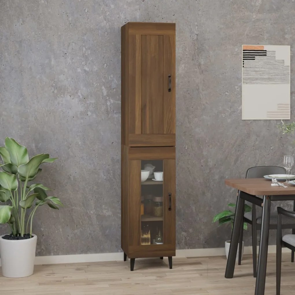 3115515 vidaXL Dulap înalt,Stejar brun, 35x34x180 cm, lemn compozit