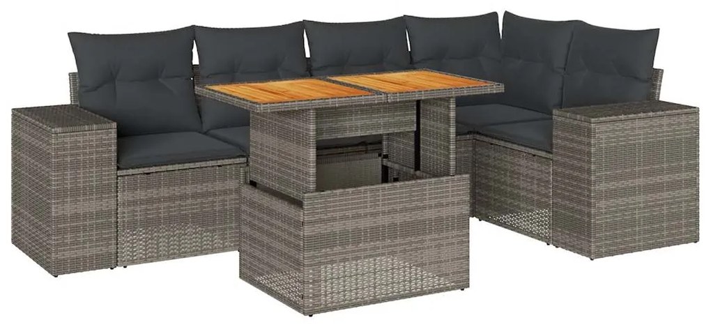 3327378 vidaXL Set mobilier grădină cu perne, 6 piese, gri, poliratan