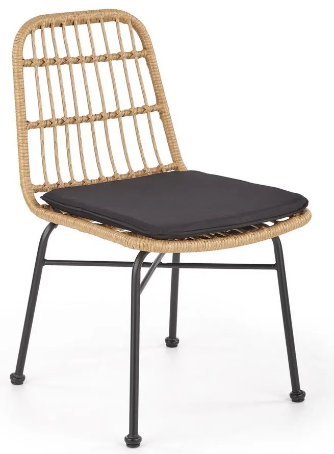 Scaun de gradina Hilda, lemn natural / negru