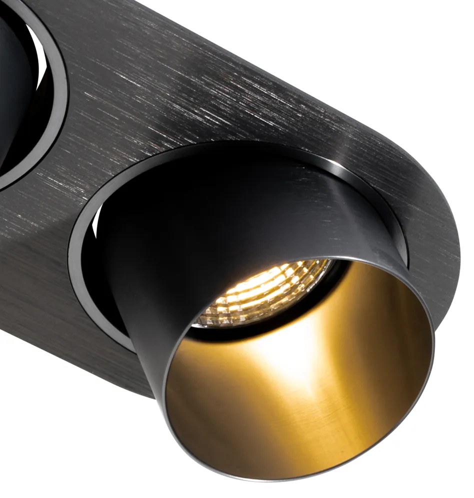 Set de 6 spoturi încastrate Gunmetal GU10 70mm înclinabile cu 2 lumini - Installa