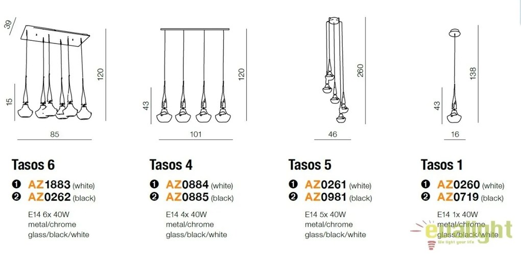 Lustra moderna Tasos 6 white